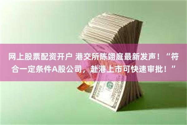 网上股票配资开户 港交所陈翊庭最新发声！“符合一定条件A股公司，赴港上市可快速审批！”